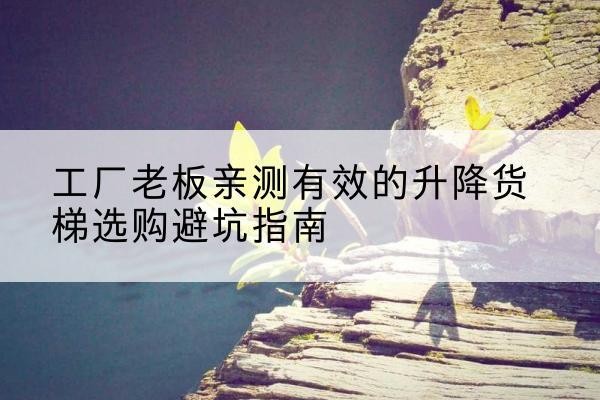 河口升降货梯怎么选-工厂老板亲测有效的升降货梯选购避坑指南